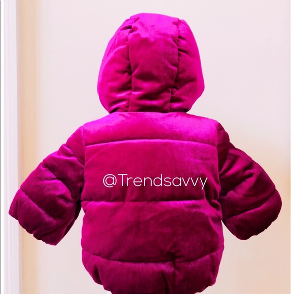 NWT Gymboree Pink Velvet Jacket Puffer Hoodie - Picture 4 of 8